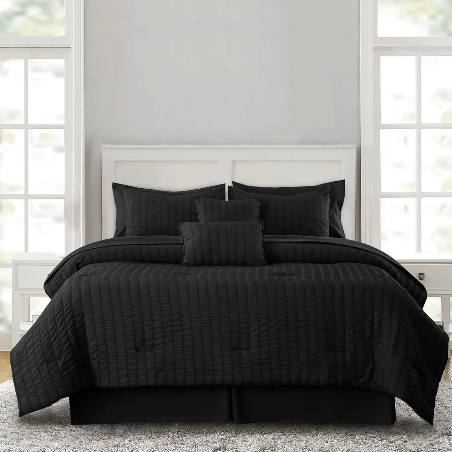 10 Piece Comforter Set, Seersucker Lightweight Comforter Set with Sheets,