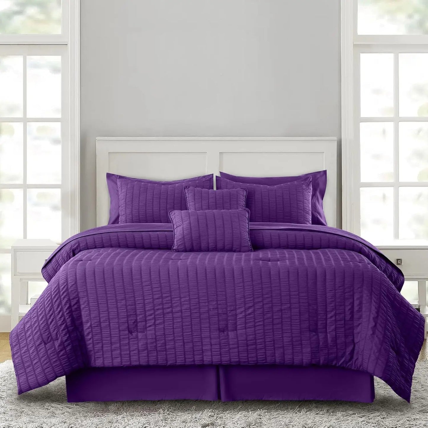 10 Piece Comforter Set, Seersucker Lightweight Comforter Set with Sheets,