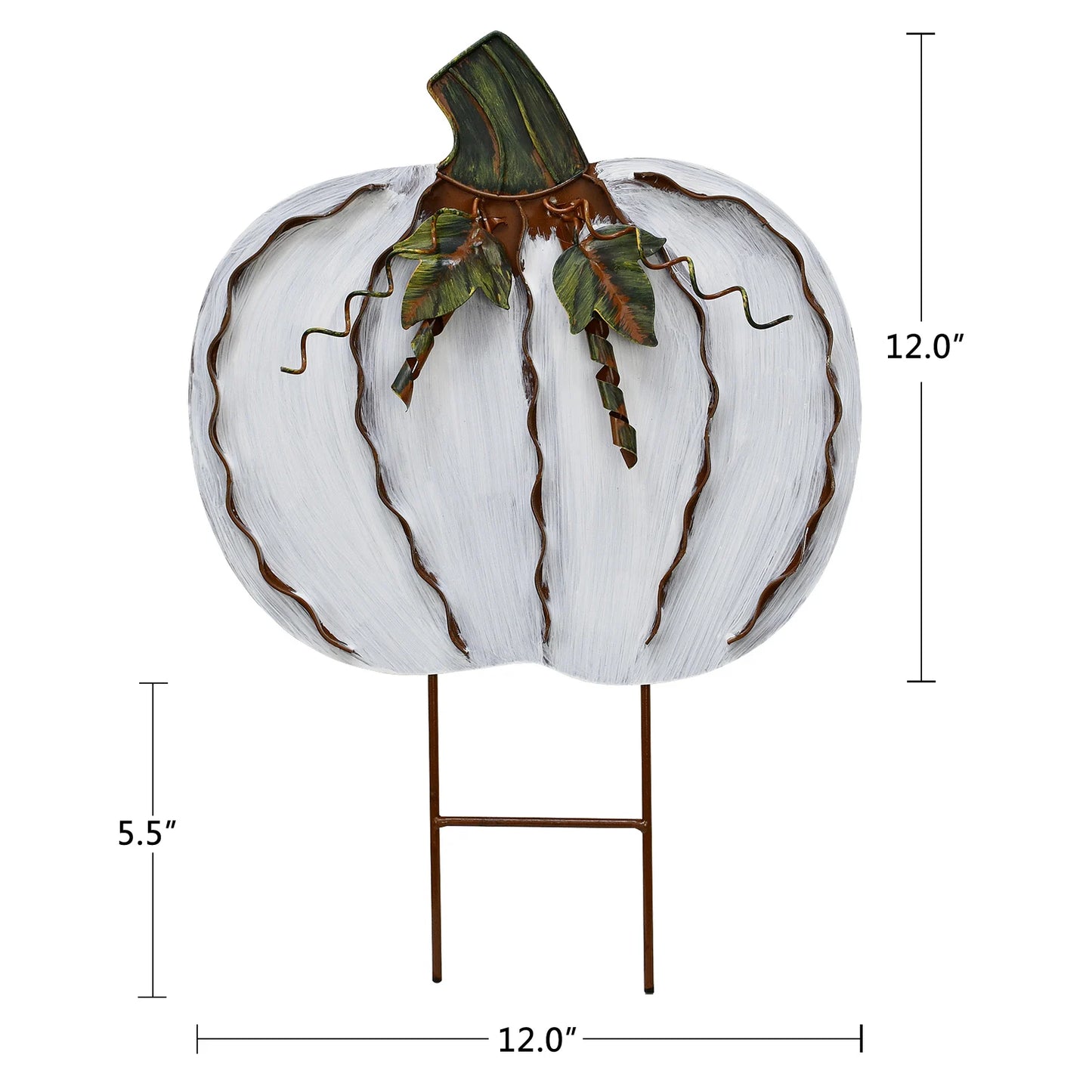 2pcs 17.5" 2 Parts Metal Pumpkin Garden Stakes