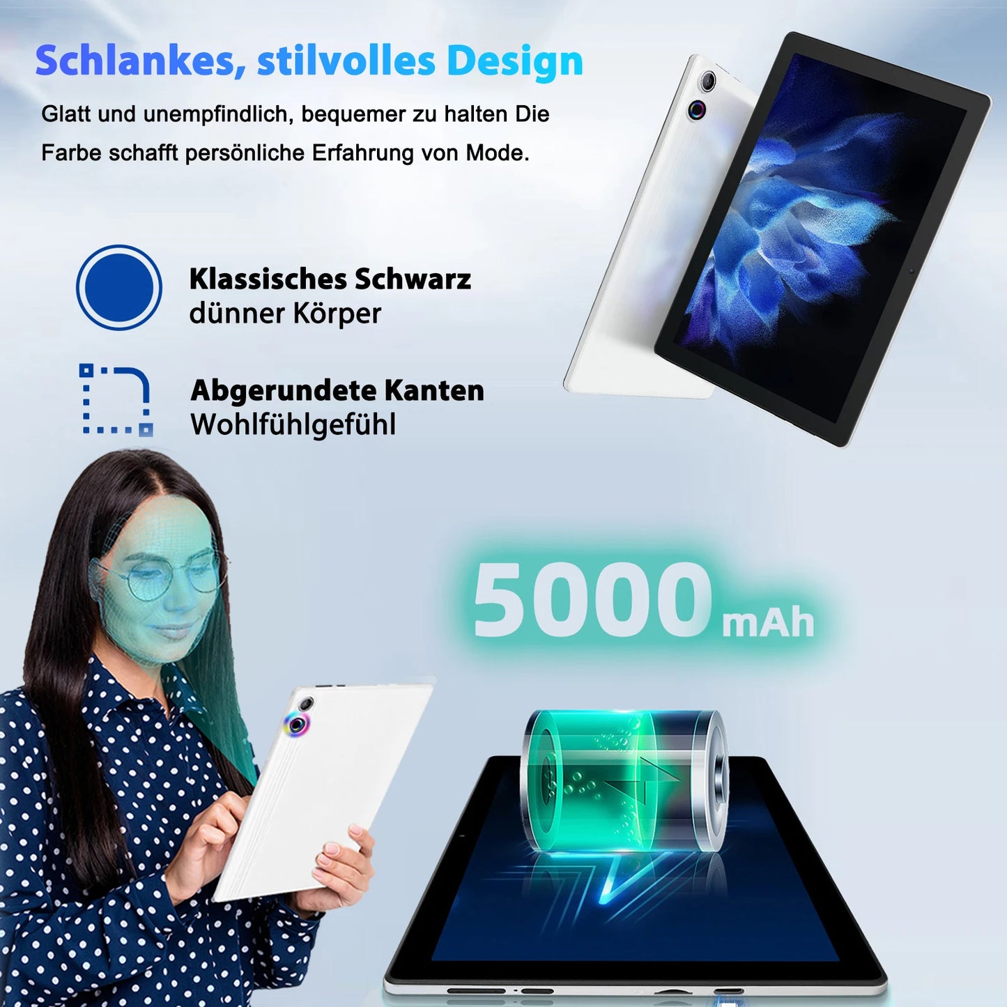 Android 14 10 inch Tablet, A523 Octa Core, 8GB RAM + 64GB ROM(TF 1TB), 5000mAh,