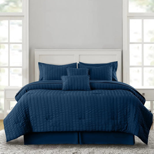 10 Piece Comforter Set, Seersucker Lightweight Comforter Set with Sheets,