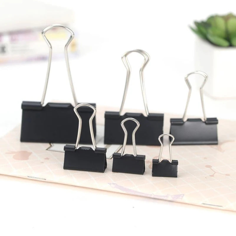 10PCS Metal Paper Clip 19 25 32 41 51mm Foldback Metal Binder