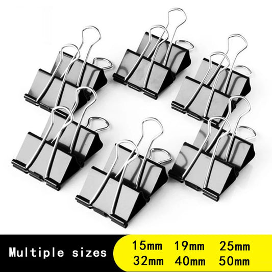 10PCS Metal Paper Clip 19 25 32 41 51mm Foldback Metal Binder