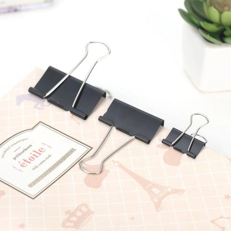 10PCS Metal Paper Clip 19 25 32 41 51mm Foldback Metal Binder