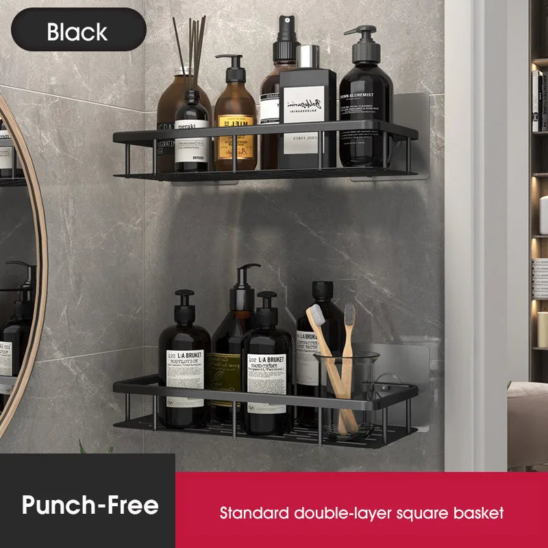 Bathroom Shelf No-drill Wall Mounted Shelves Shampoo Storage Rack Holder