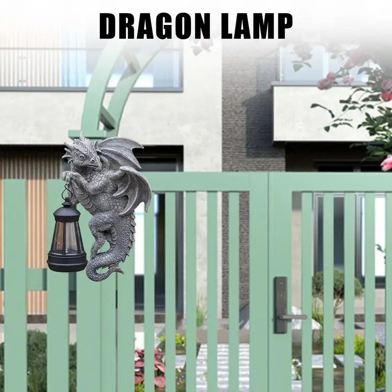 Dragon Figurines Solar Light Resin Garden Statues