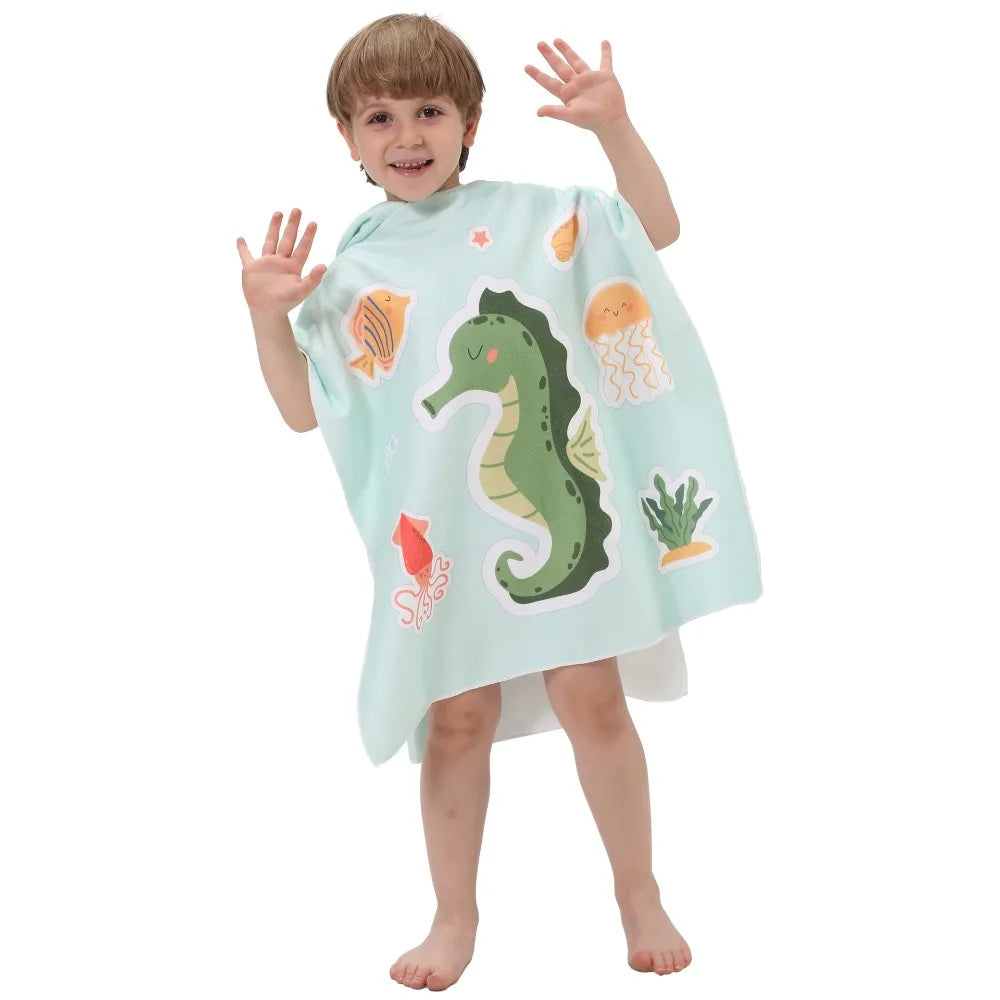Children's Bath Beach Towel Poncho with Hood