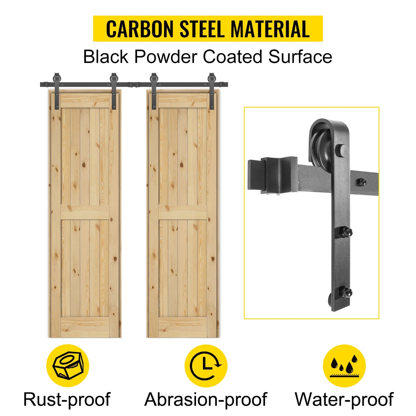 SucceBuy 5FT-18FT Classic Rail Sliding Barn Door