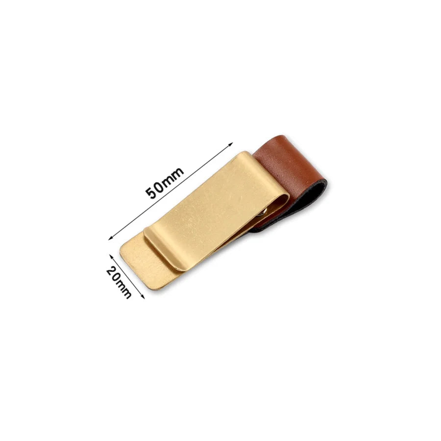 Handmade Leather Brass Stainless Steel Pen Holder Clip