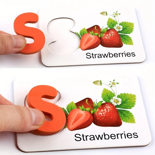 Montessori, Wooden Alphabet Cards, Children's Early Education