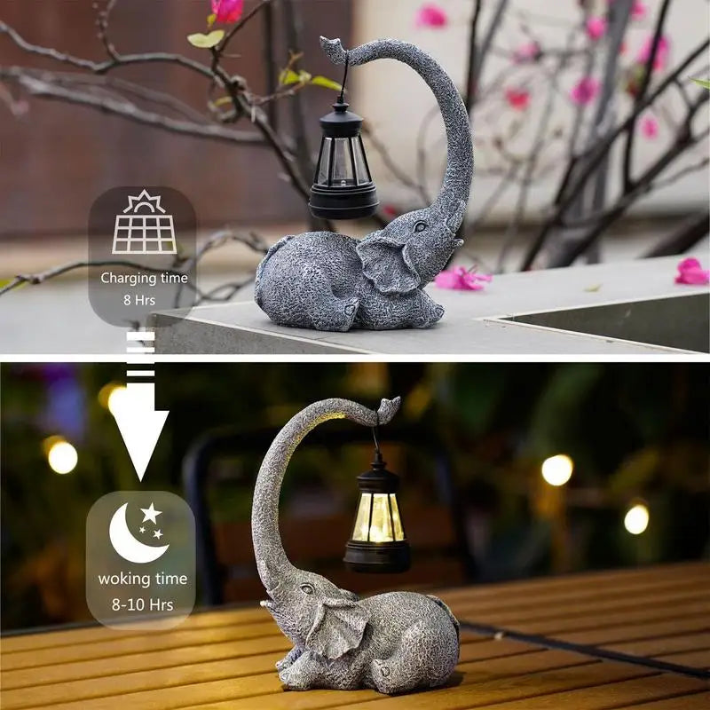 Elephant Solar Light Sculpture for Garden/Yard Decoration