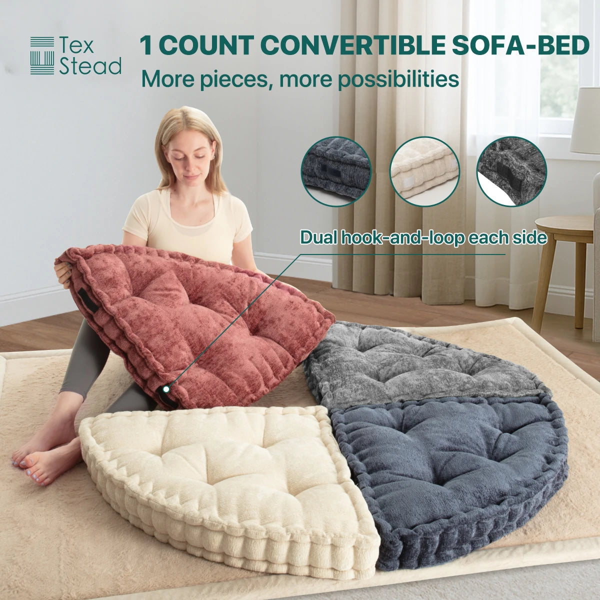 triangular reading cushion,removable insert pillow, adjustable floor pillow,