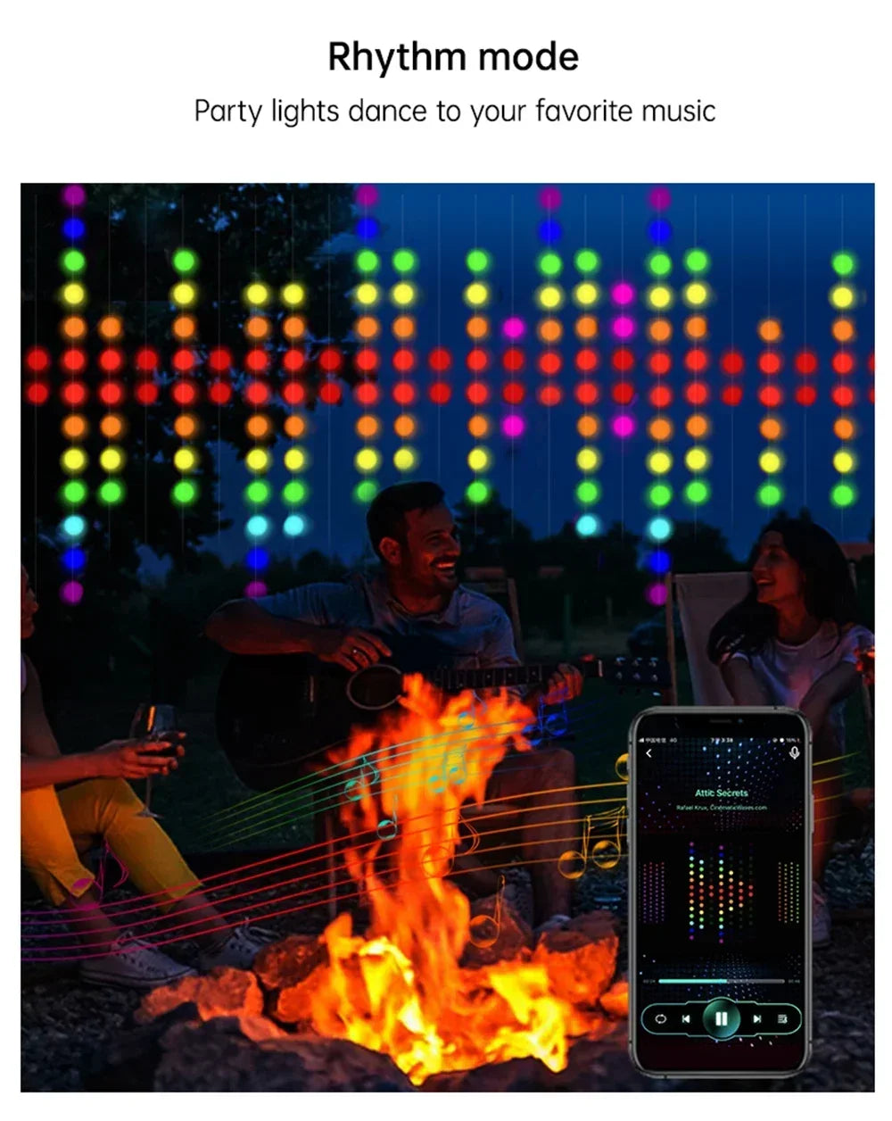 Smart LED Curtain Light APP Control RGB Dimmable DIY Pattern Music