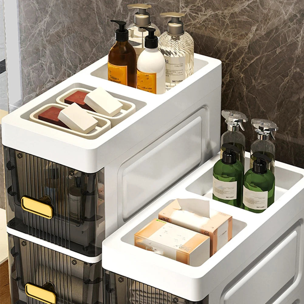 4/5 Tier Bathroom Storage Cabinet Installation-Free Toilet Drawer Closestool Crevice Rack Corner  Kitchen Organizer Rack Shelves