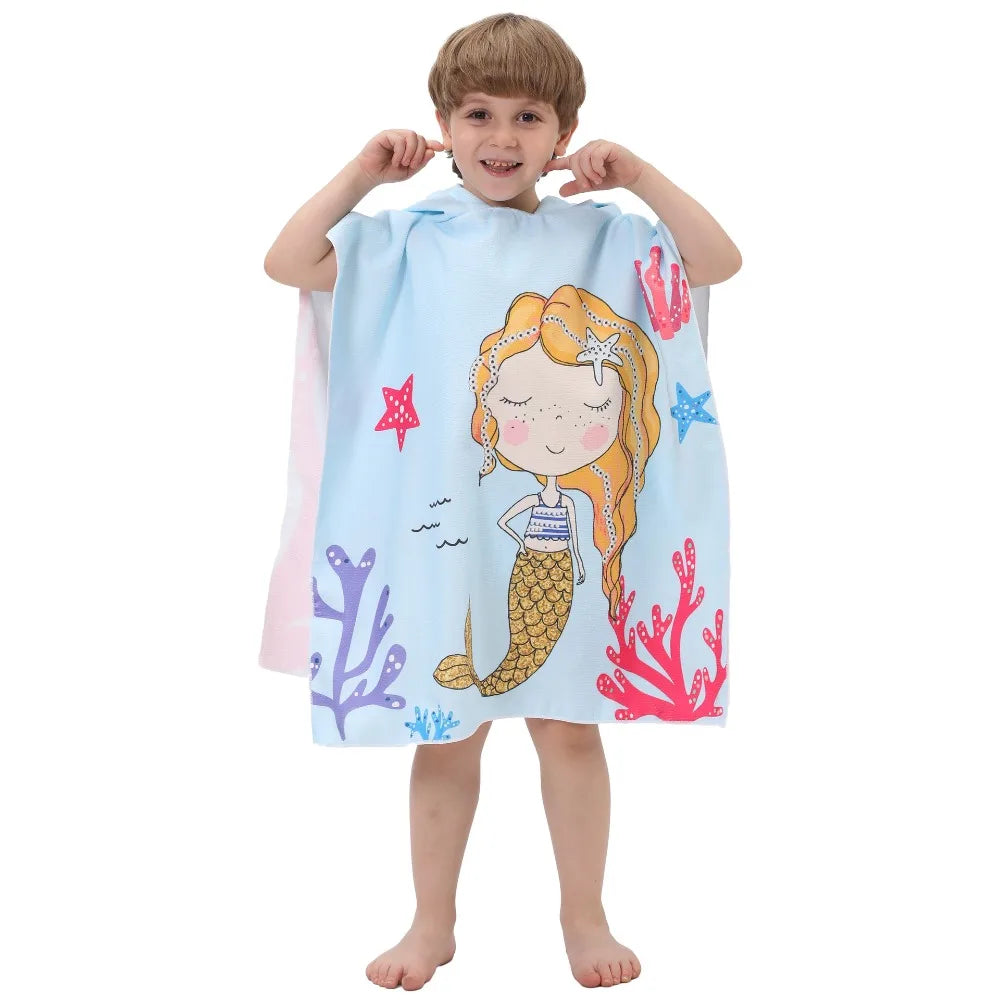 Children's Bath Beach Towel Poncho with Hood