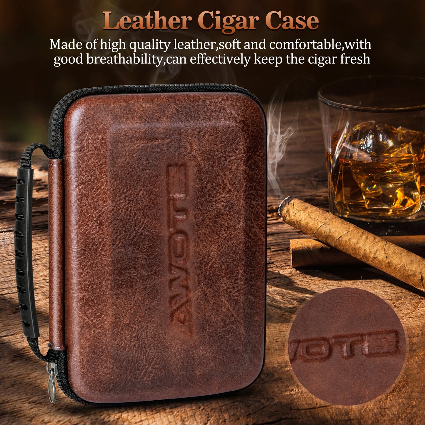 Travel Cigar Humidor Portable with 4 Cigar Tube,