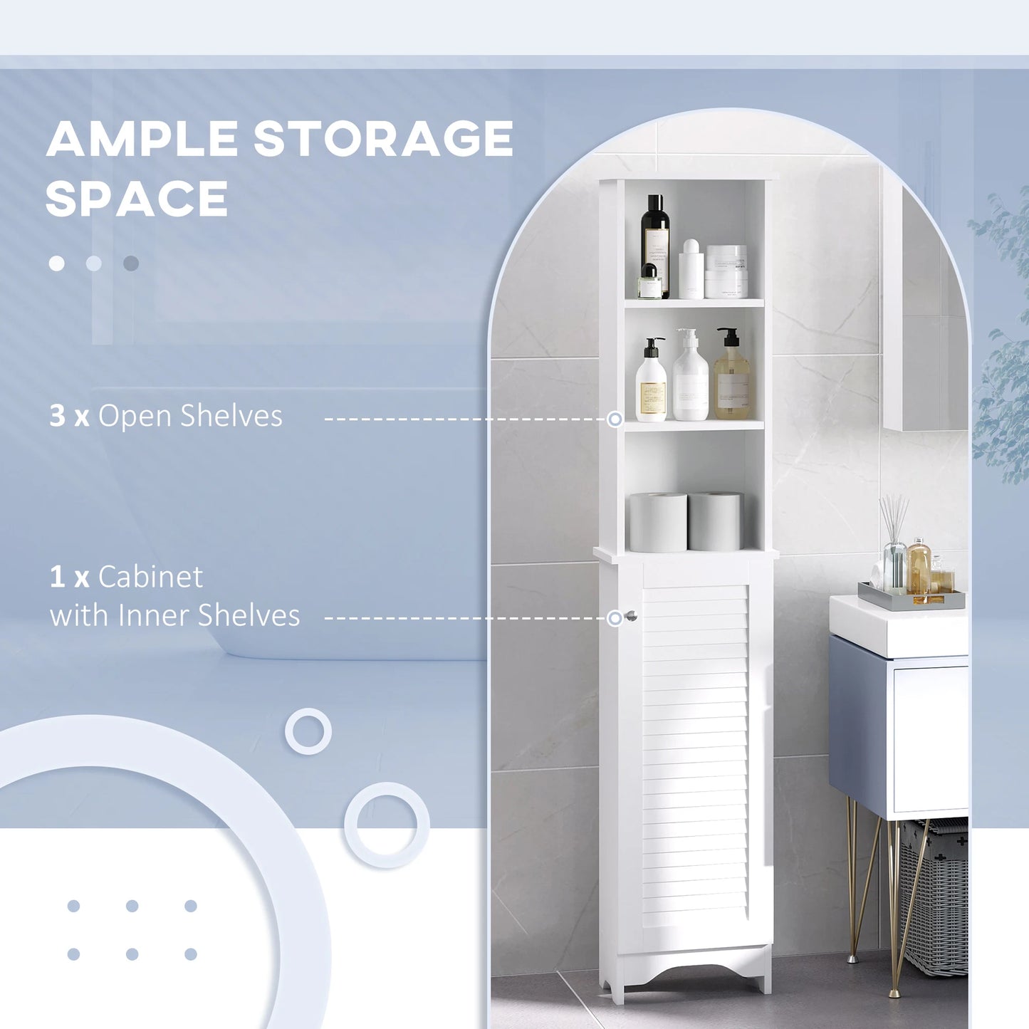 Tall Bathroom Storage Cabinet/Freestanding Linen Tower