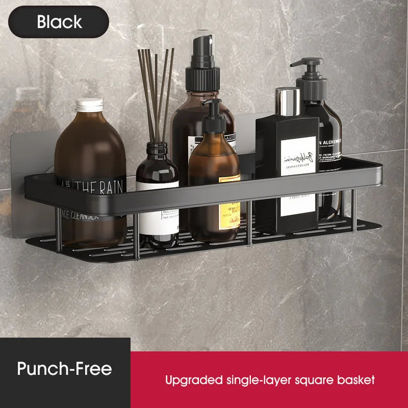 Bathroom Shelf No-drill Wall Mounted Shelves Shampoo Storage Rack Holder