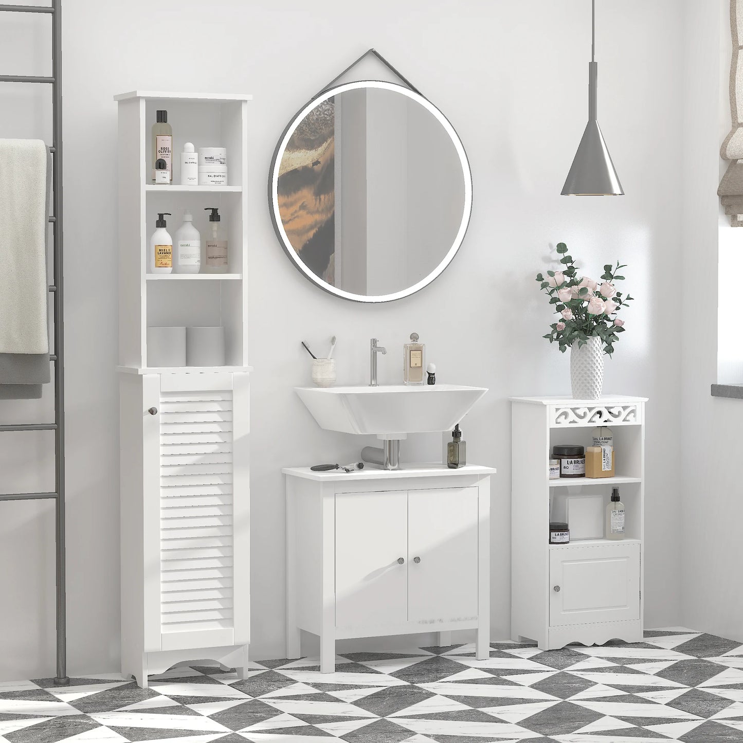 Tall Bathroom Storage Cabinet/Freestanding Linen Tower