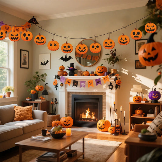 24pcs Halloween Pumpkin Ornaments Halloween Pumpkin Wood Tree