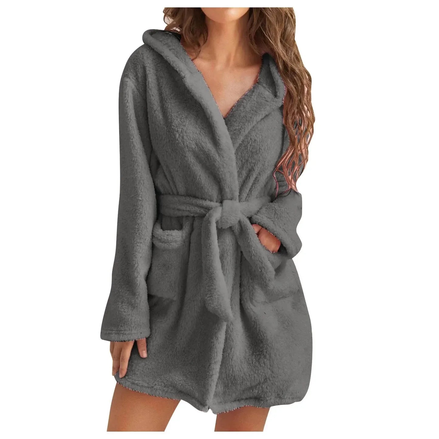 Women Bath Robe Winter Fluffy Plush Pyjamas