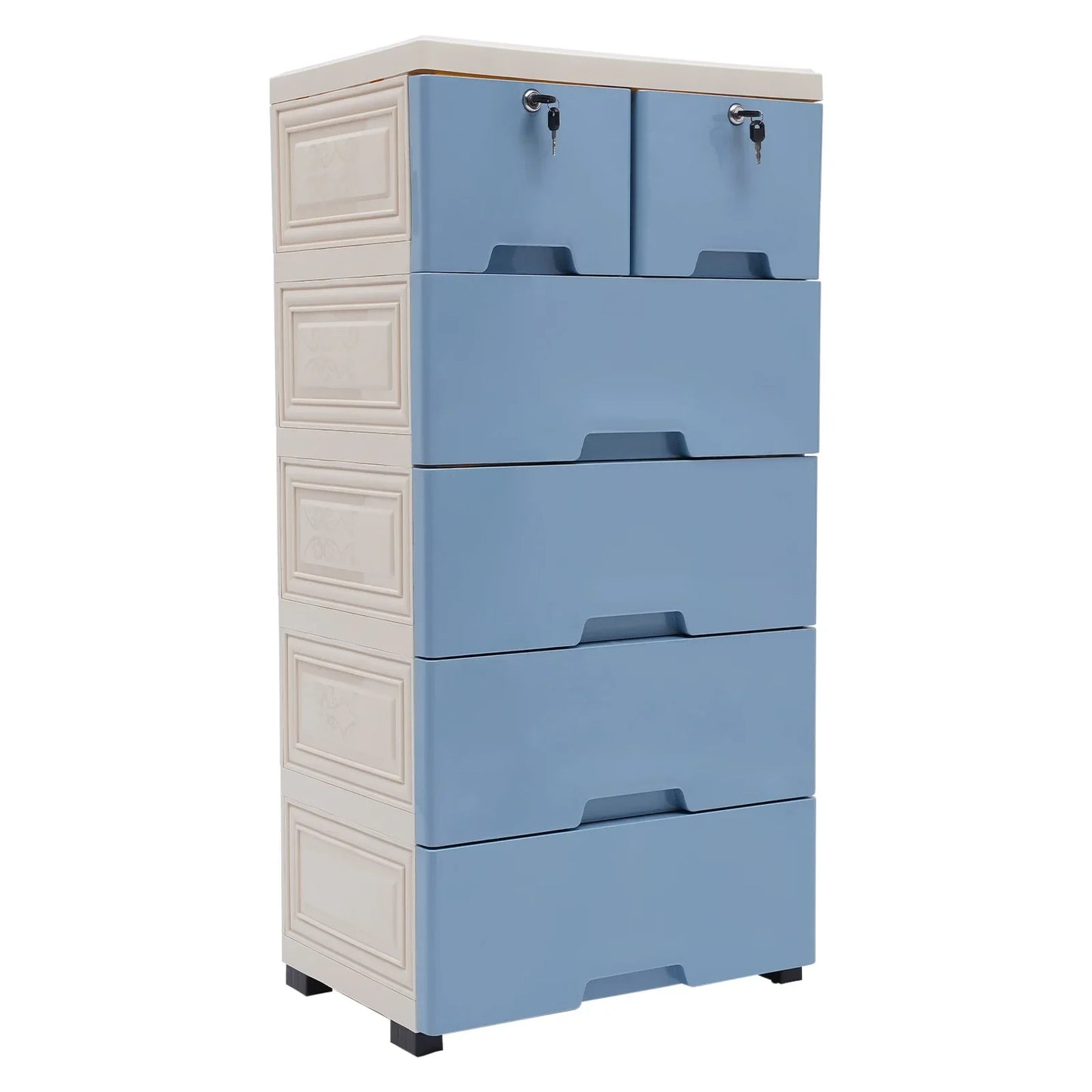 Multi-Drawer Plastic Dresser with Wheels – 6-Drawer Storage