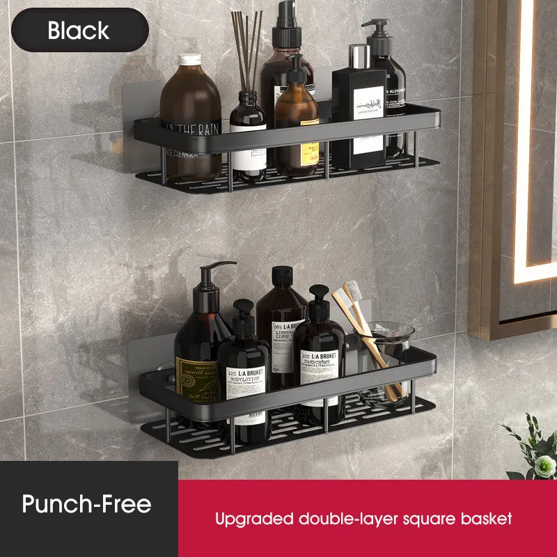 Bathroom Shelf No-drill Wall Mounted Shelves Shampoo Storage Rack Holder