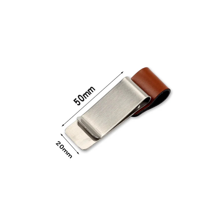 Handmade Leather Brass Stainless Steel Pen Holder Clip