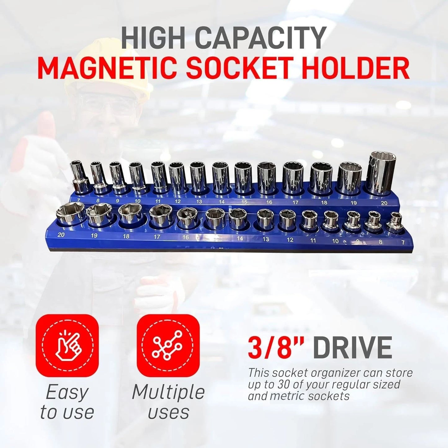 Magnetic Socket Organizer, 6-Piece Tool Organizer