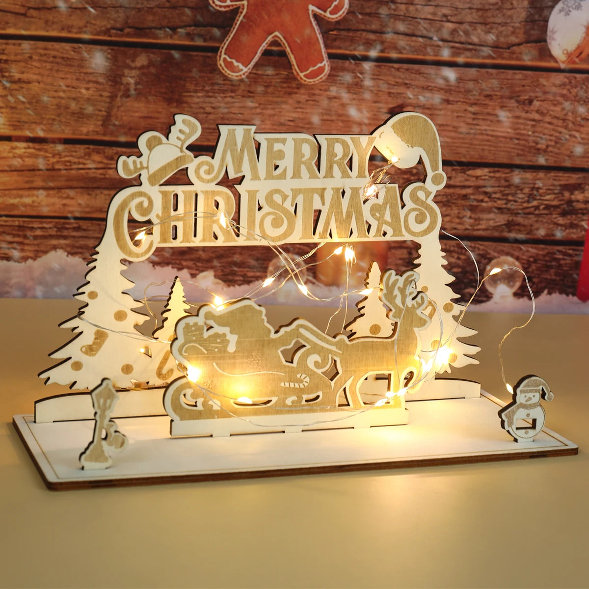 Christmas LED Wooden Wallet Ornament