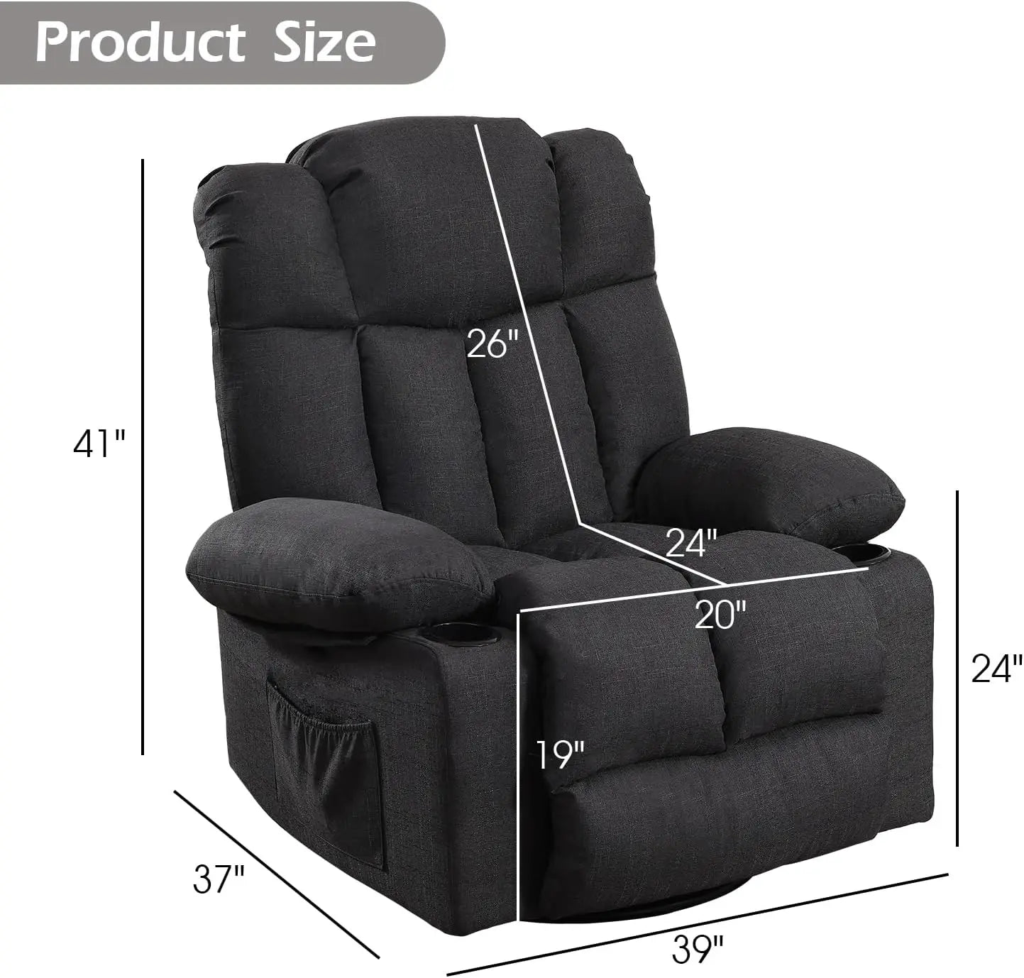 Massage Swivel Rocker Recliner with Heat