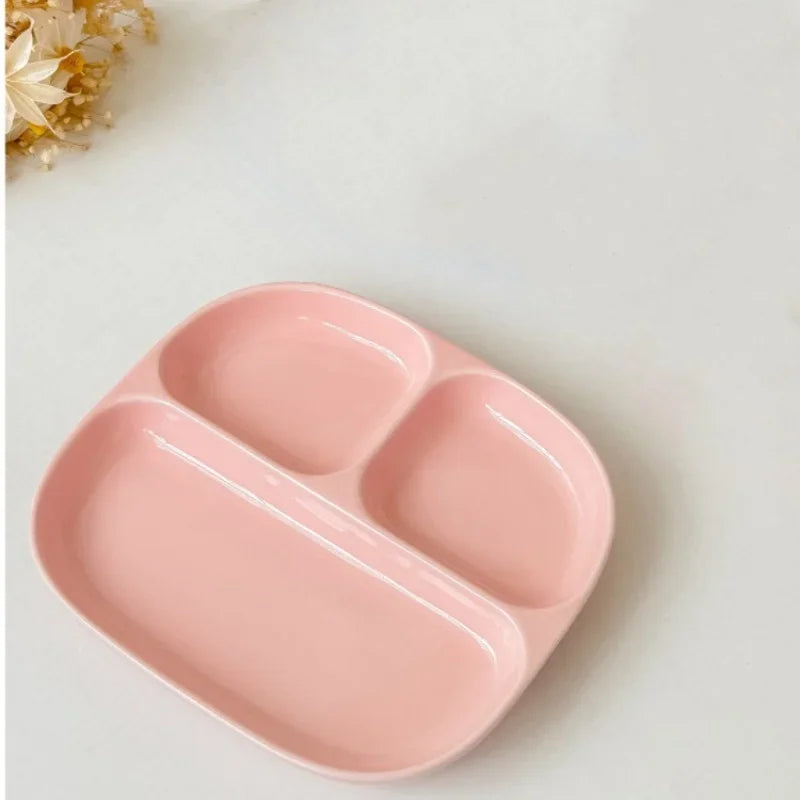 3Grid Ceramic Dinner Plates Solid Color Serving Dishes Salad Dinnerware