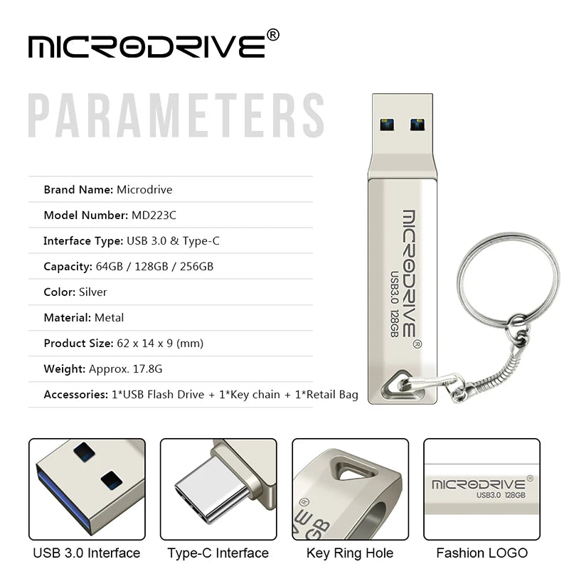2 in 1 OTG USB 3.0 & usb-C Flash Pen Drive Memory Stick