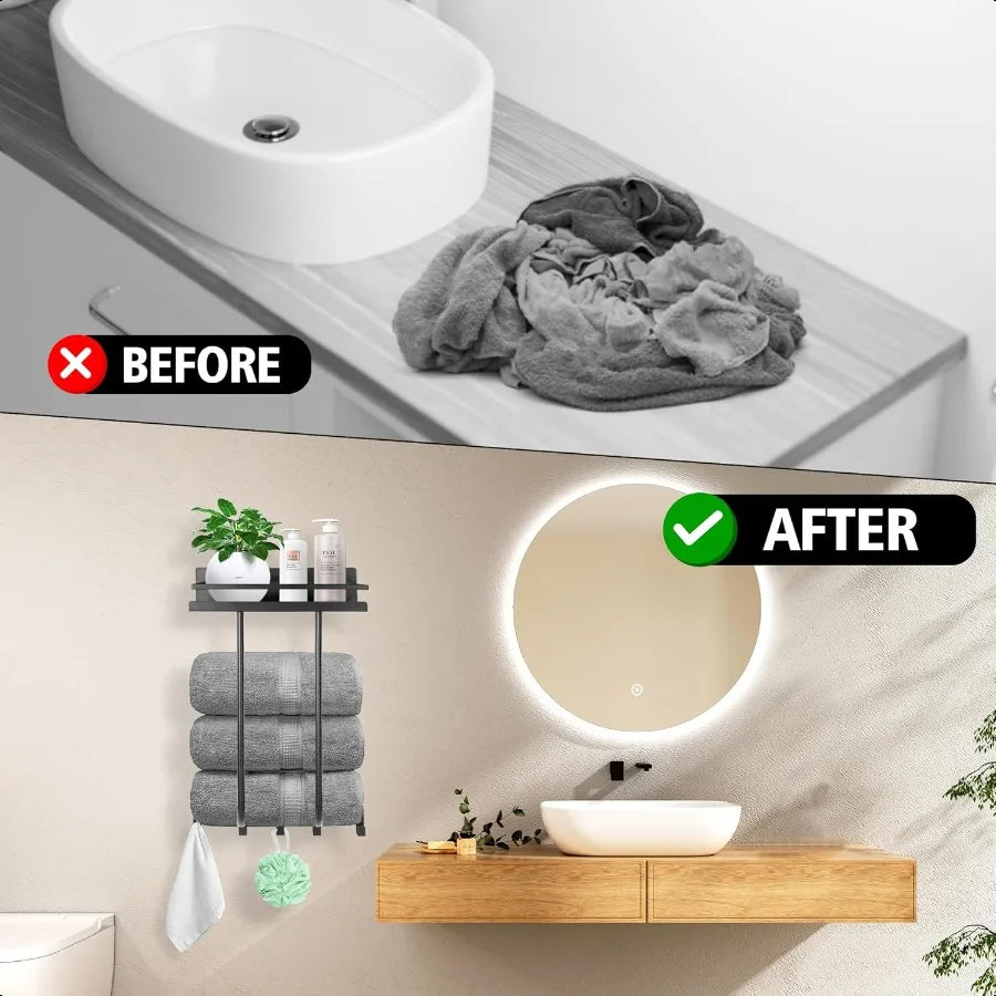 Towel Racks for Bathroom Towel Rack Wall Mounted with Metal Shelf