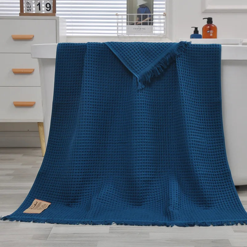 Waffle Honeycomb Tassel Shawl Scarf Bath Towel