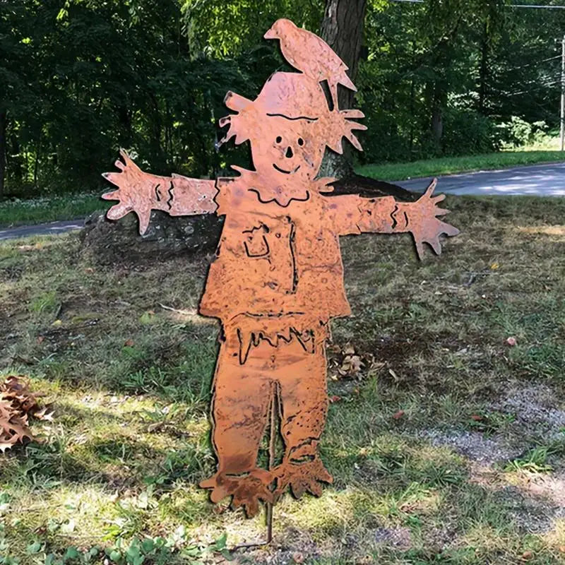Scarecrow Rusty Garden Stake Retro Patio Lawn Scarecrow Sign