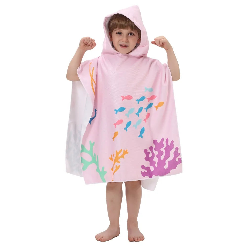 Children's Bath Beach Towel Poncho with Hood
