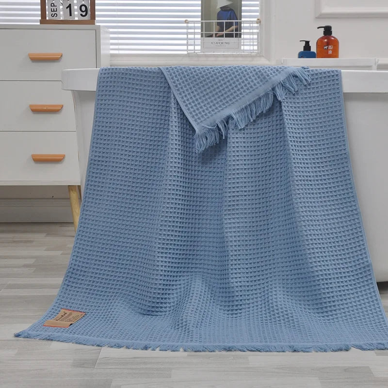 Waffle Honeycomb Tassel Shawl Scarf Bath Towel
