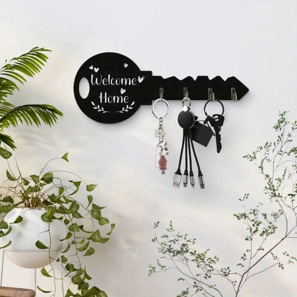 1 Piece Bohemian Style Country Wooden Key Stand with Shelf and Hook -