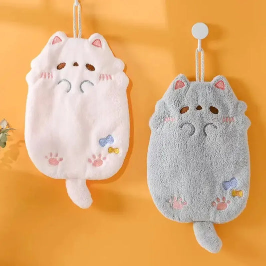 Cute Cartoon Tanuki Hanging Towel Coral Velvet Hair