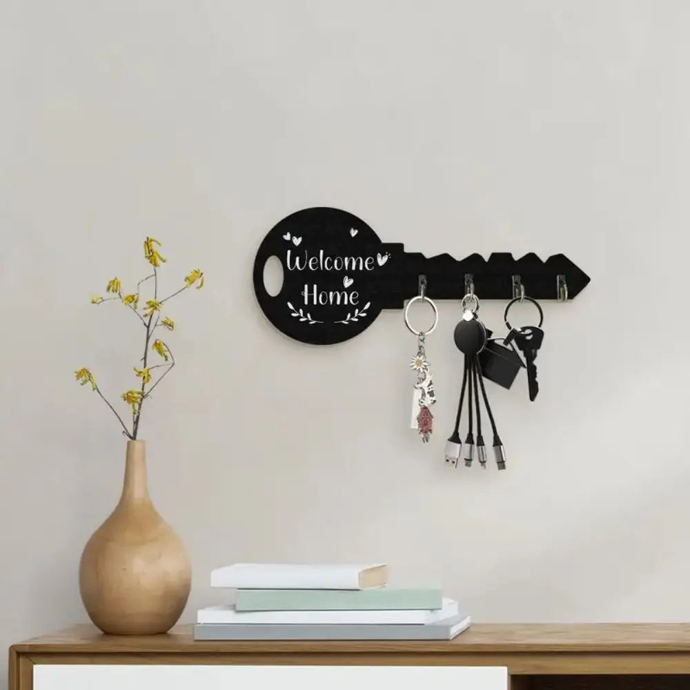 1 Piece Bohemian Style Country Wooden Key Stand with Shelf and Hook -