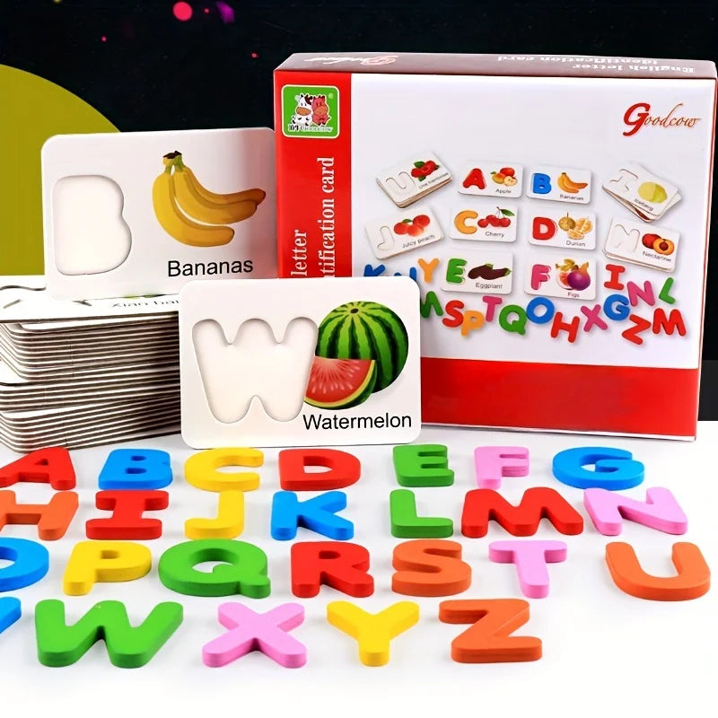 Montessori, Wooden Alphabet Cards, Children's Early Education