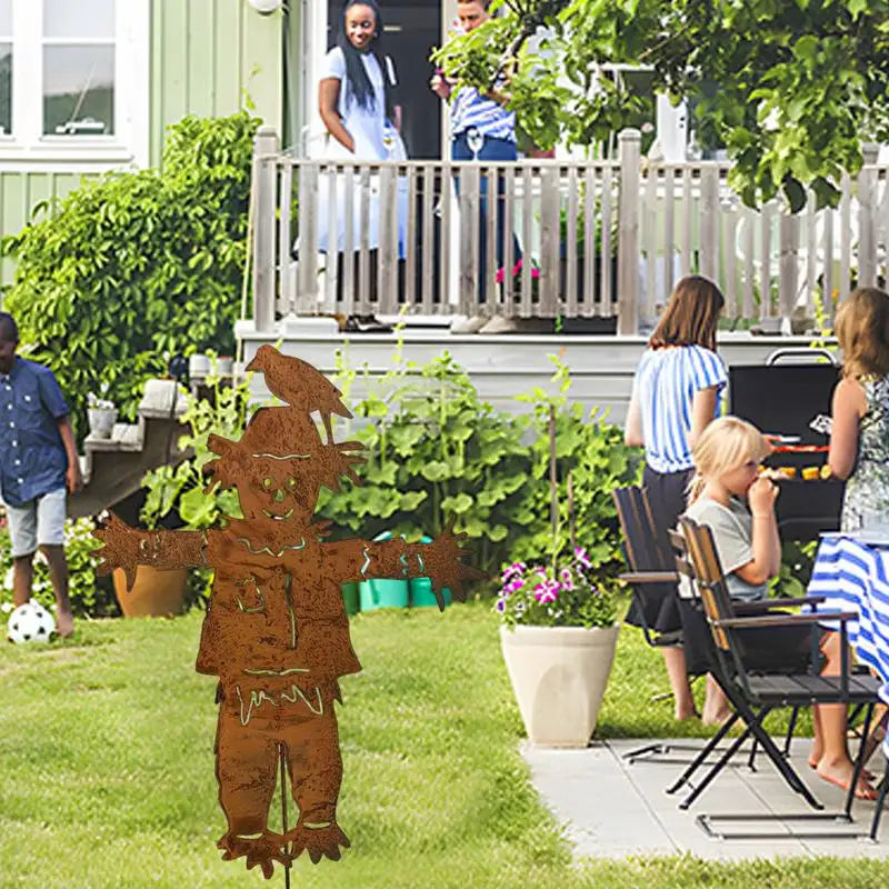 Scarecrow Rusty Garden Stake Retro Patio Lawn Scarecrow Sign
