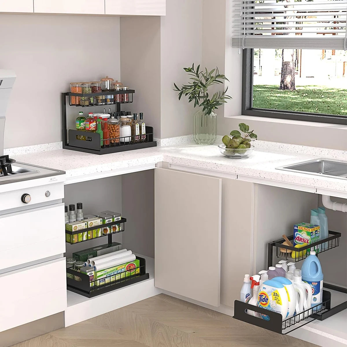 Under Sink Organizer and Storage, 2 Pack Pull Out Cabinet