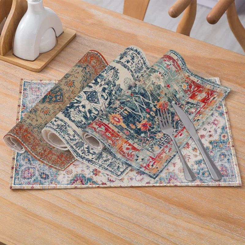 4/6/8Pcs Bohemian Retro Linen Placemat 30*45CM Line