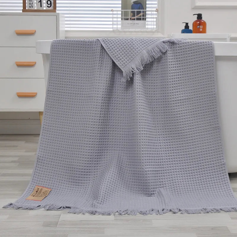 Waffle Honeycomb Tassel Shawl Scarf Bath Towel