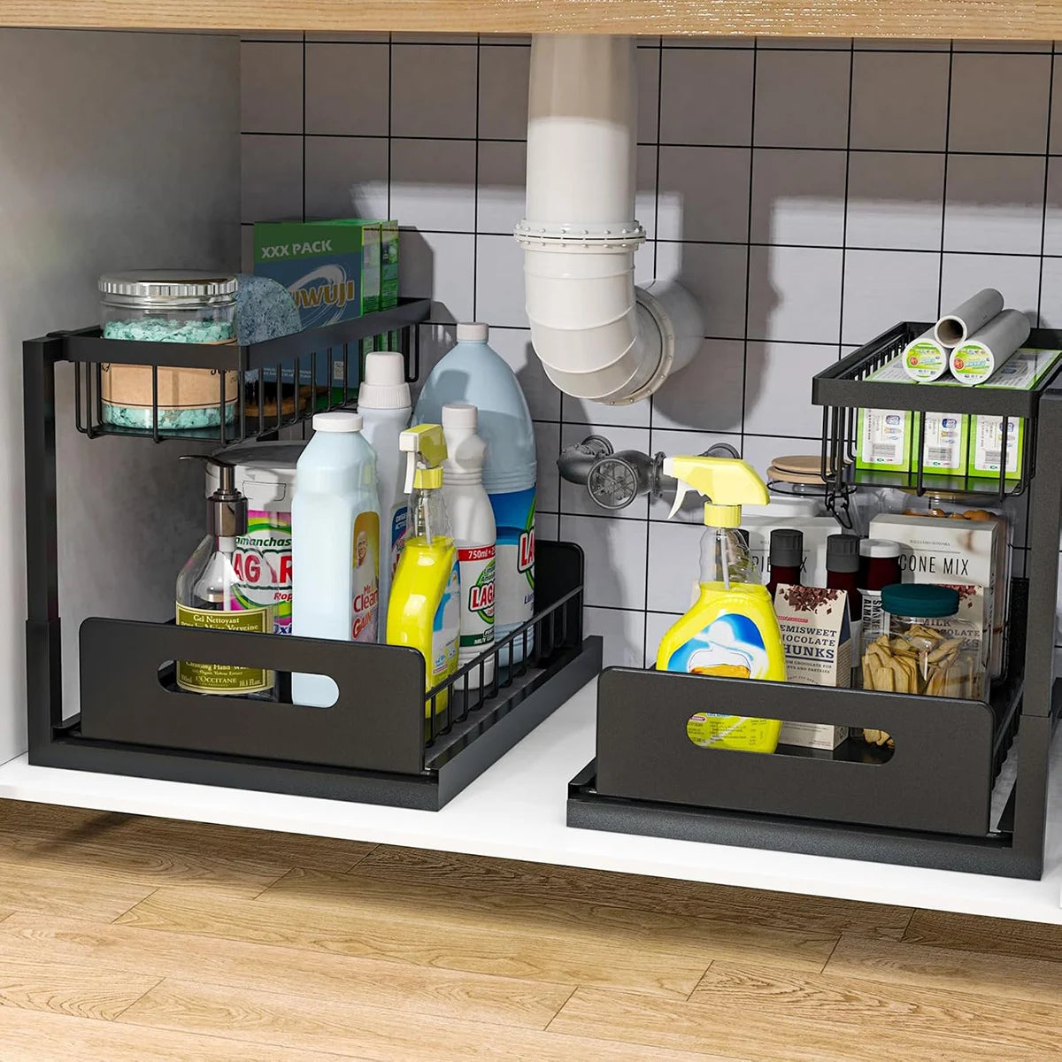 Under Sink Organizer and Storage, 2 Pack Pull Out Cabinet