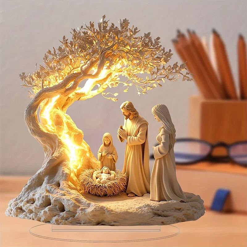 1Pc Easter 2D Nativity Scene Figurine Tabletop Decor Nativity Figurines Set