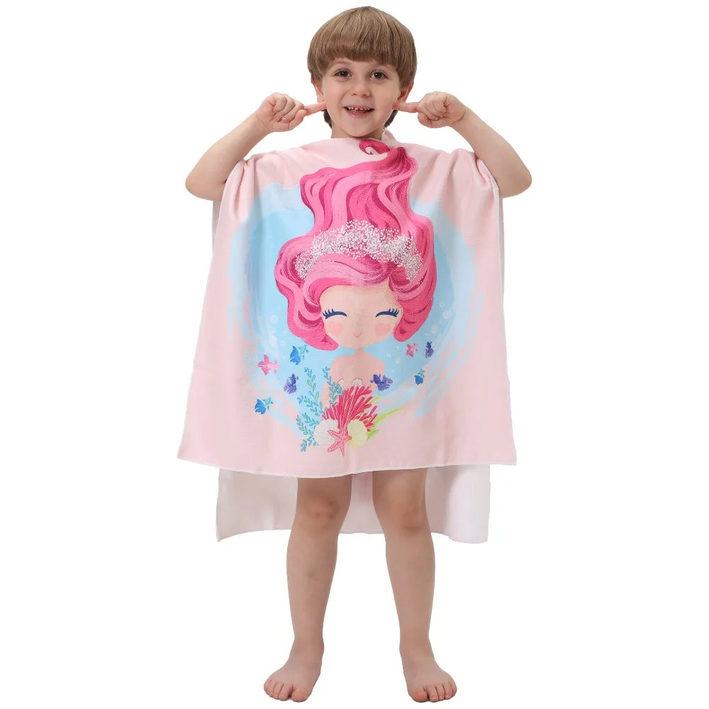 Children's Bath Beach Towel Poncho with Hood