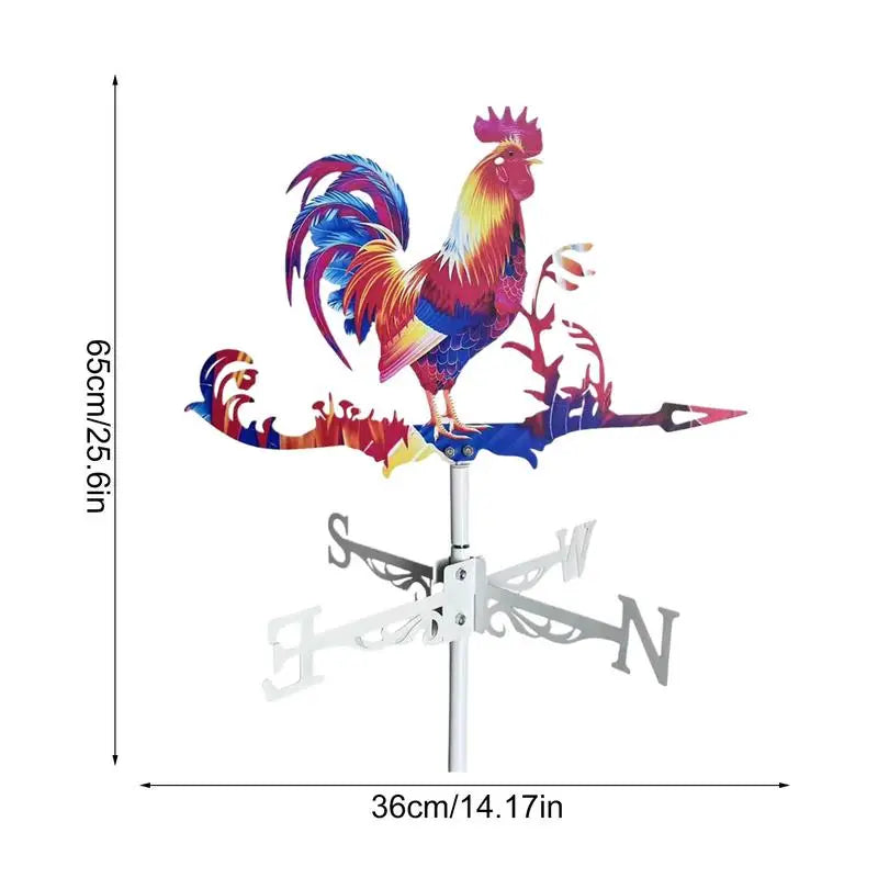 Metal Rooster Weathervane Yard Garden Barn Ornament Weather